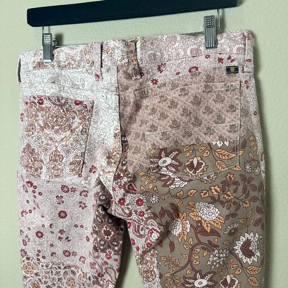 LUCKY BRAND Patchwork Pink Denim Charlie Skinny Style Jeans Pants Size 8 / 29